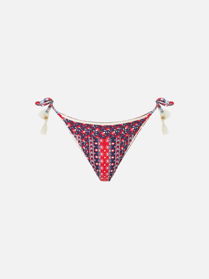 Woman cheeky swim briefs with gipsy print