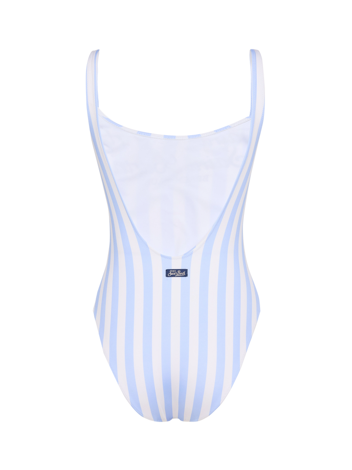 Lora scoopback one-piece swimsuit with striped print