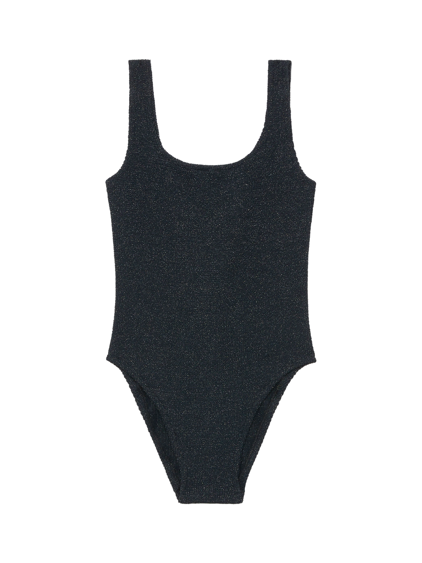 Lora crinkle lurex black one-piece swimsuit