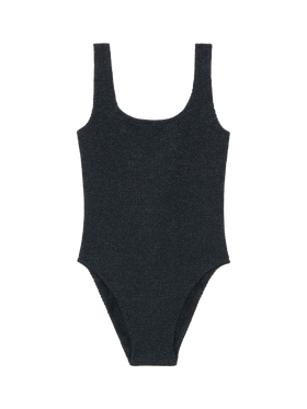 Lora crinkle lurex black one-piece swimsuit