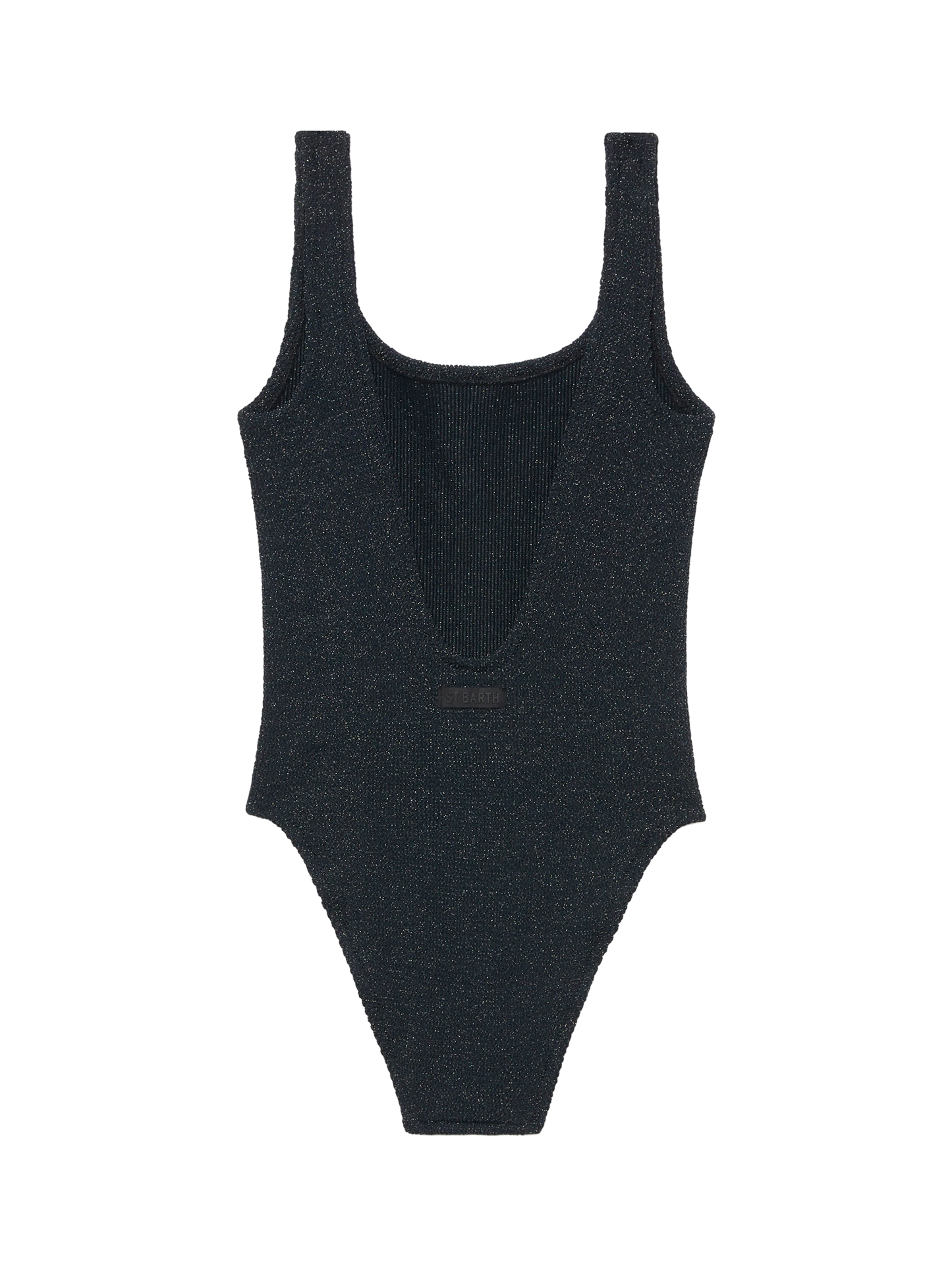 Lora crinkle lurex black one-piece swimsuit