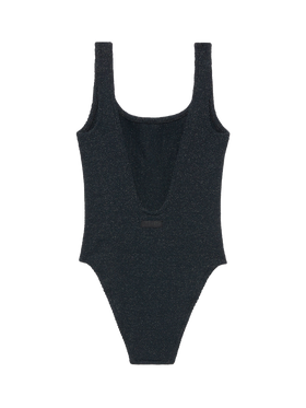 Lora crinkle lurex black one-piece swimsuit