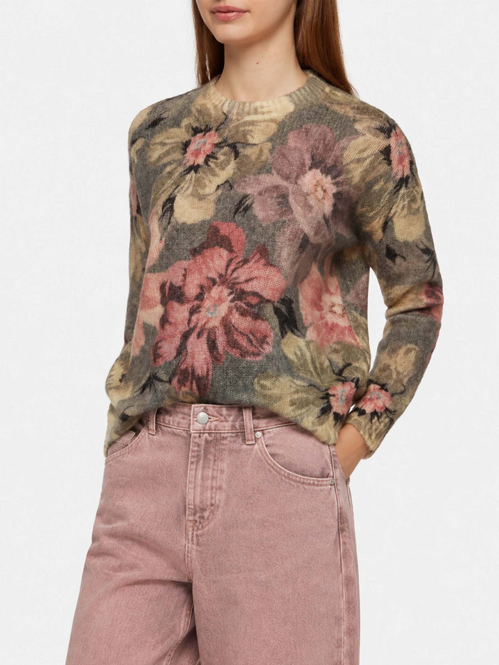 Pull Louise en mohair à motif floral 