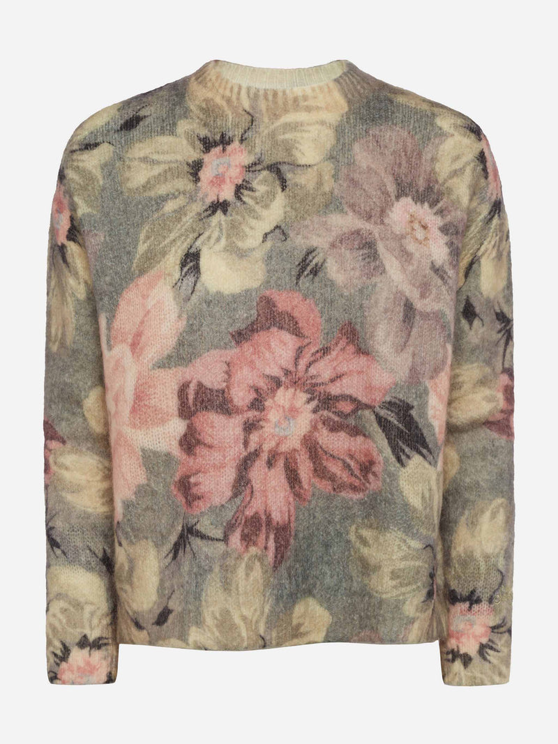 Woman mohair sweater Louise with flower print