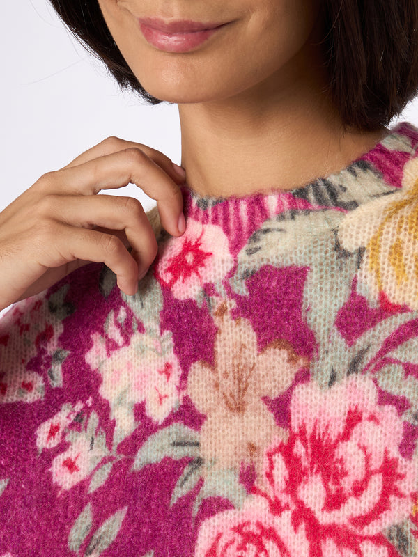 Damenpullover Louise aus Kaschmirmischung mit Blumenprint