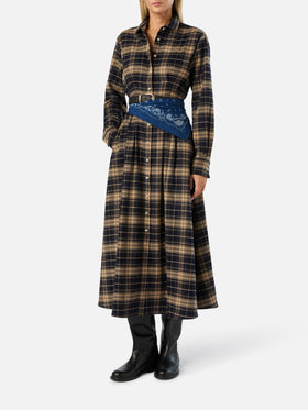 Langes Hemdblusenkleid aus Alys-Flanell mit Tartanmuster 