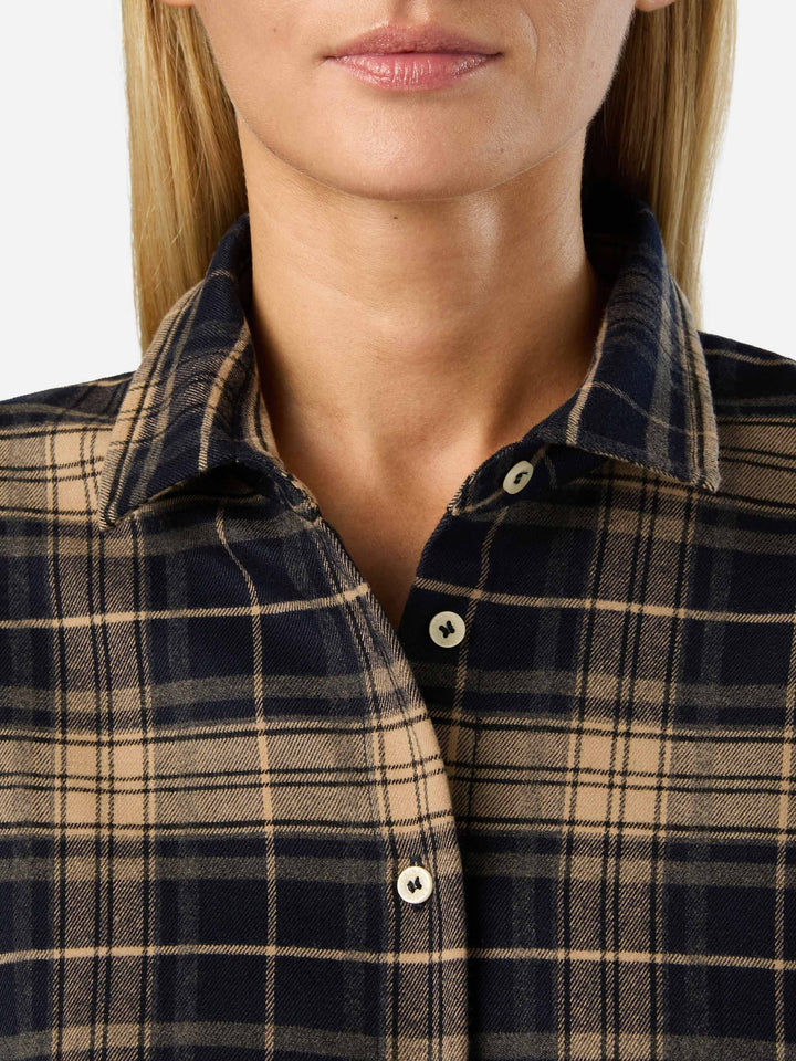 Alys flannel long shirt dress with tartan pattern