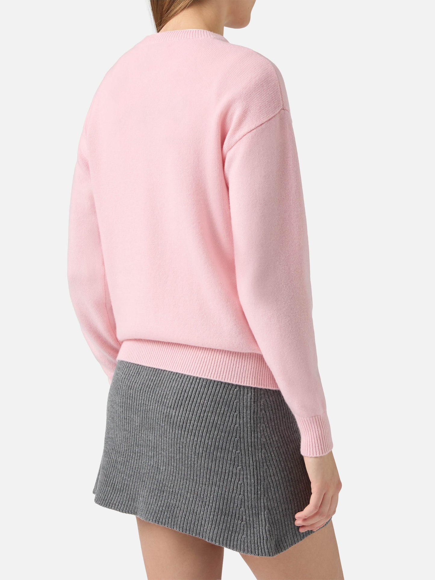 Louise cashmere sweater in pink with St. Moritz rhinestone appliqué