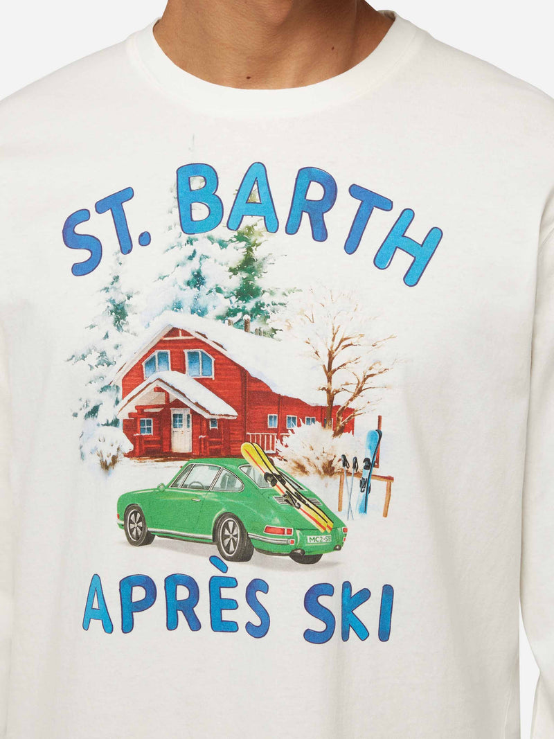 Winter cotton t-shirt Luton with car and chalet print