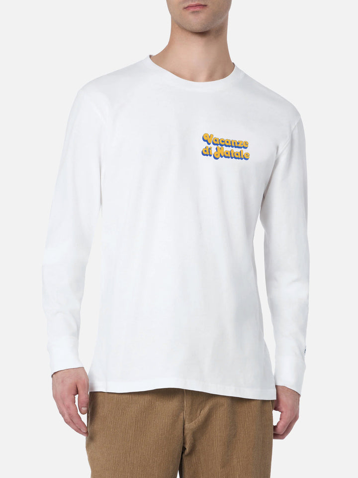 T-shirt Luton in cotone invernale bianco a maniche lunghe con stampa Vacanze di Natale | VACANZE DI NATALE SPECIAL EDITION