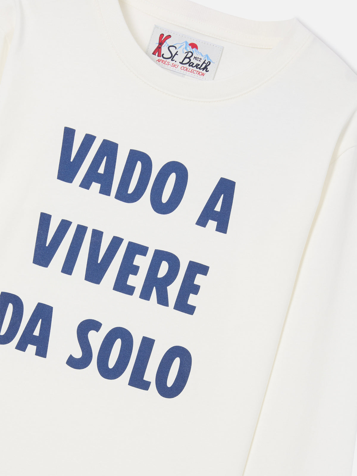 Weißes Langarm-T-Shirt aus Baumwolle Luton mit Vado A Vivere Da Solo-Print 