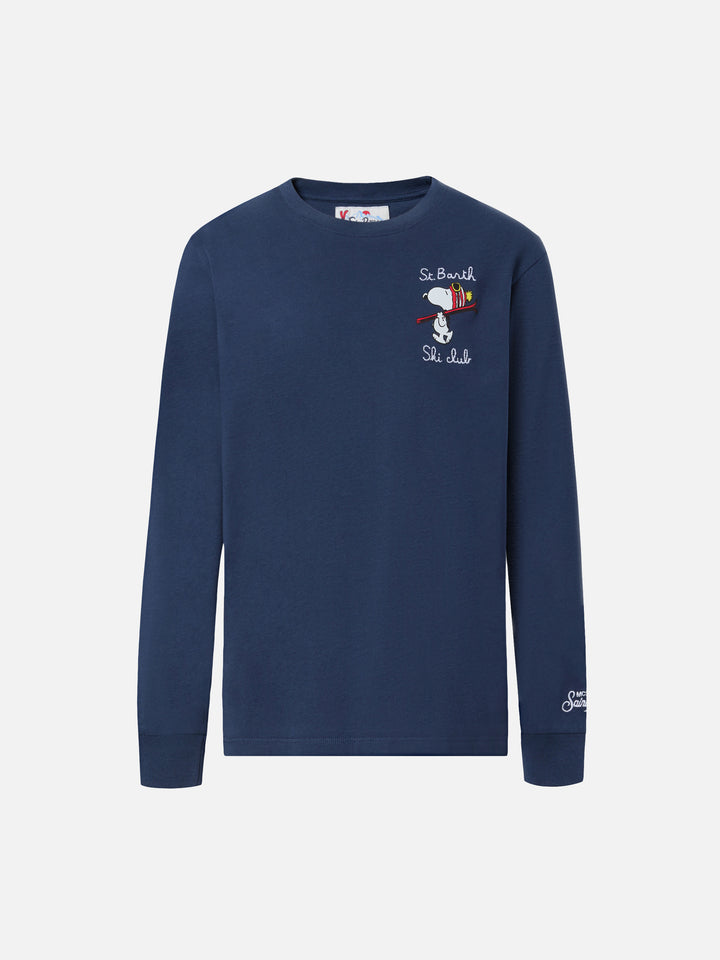 Luton long-sleeve winter cotton T-shirt in blue with St. Barth Ski Club embroidery and Snoopy print | SNOOPY SPECIAL EDITION