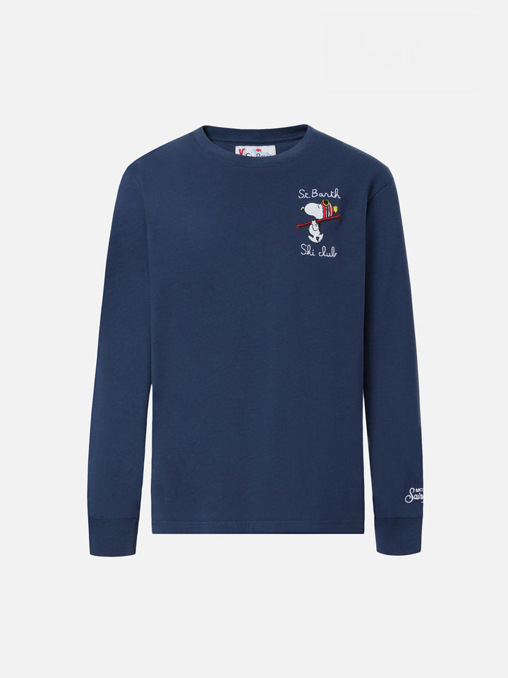 Luton long-sleeve winter cotton T-shirt in blue with St. Barth Ski Club embroidery and Snoopy print | SNOOPY SPECIAL EDITION