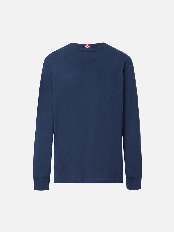 Luton long-sleeve winter cotton T-shirt in blue with St. Barth Ski Club embroidery and Snoopy print | SNOOPY SPECIAL EDITION