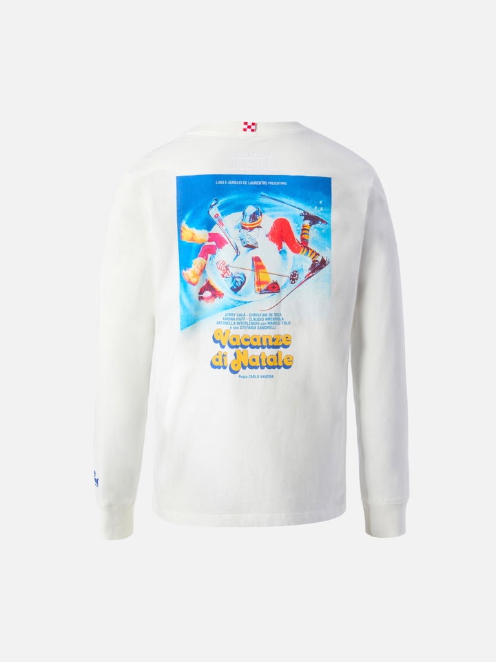 Luton long-sleeve winter cotton T-shirt in white with Vacanze di Natale print | VACANZE DI NATALE SPECIAL EDITION