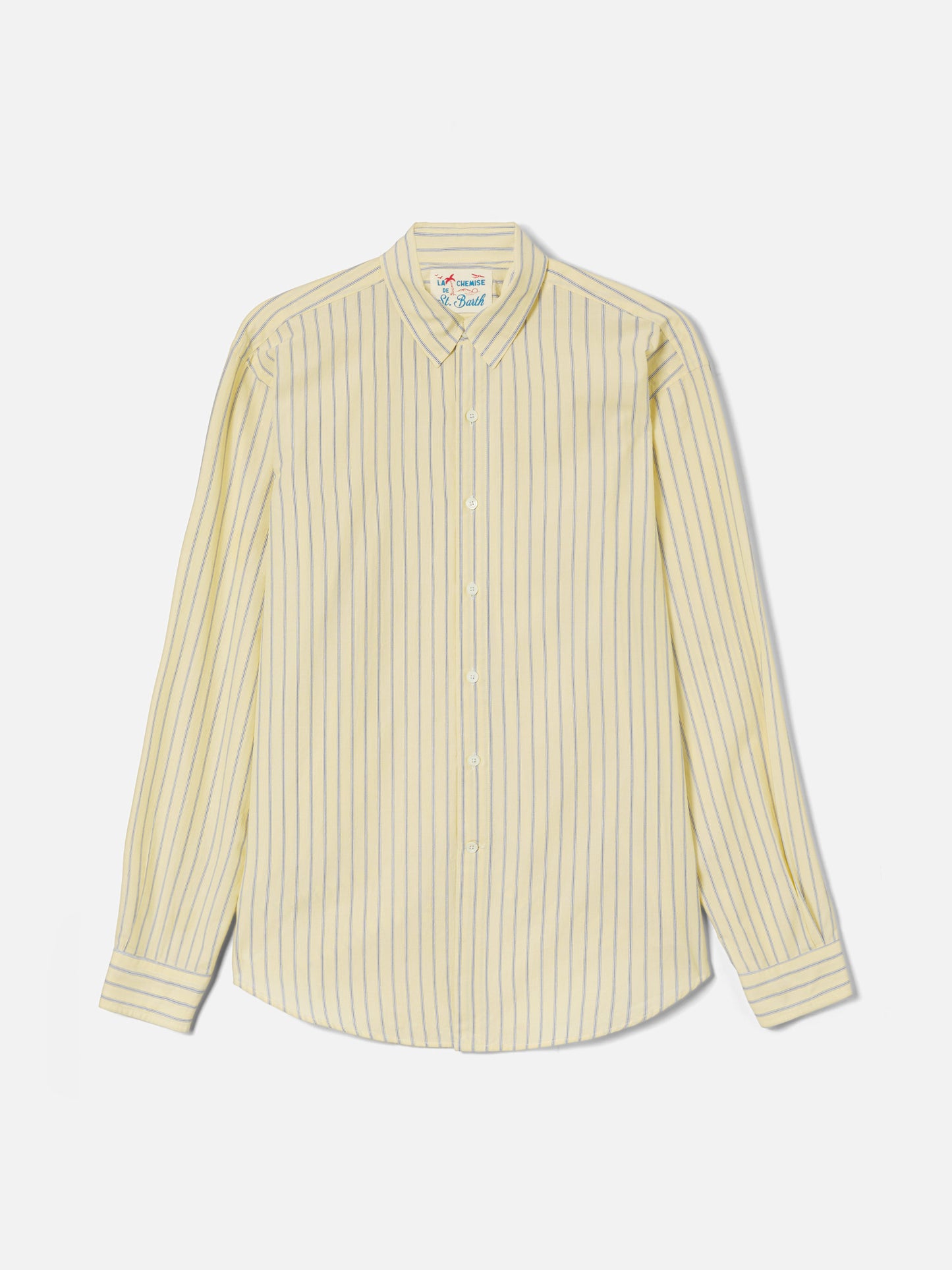 Camicia Levanzo in cotone a righe gialle