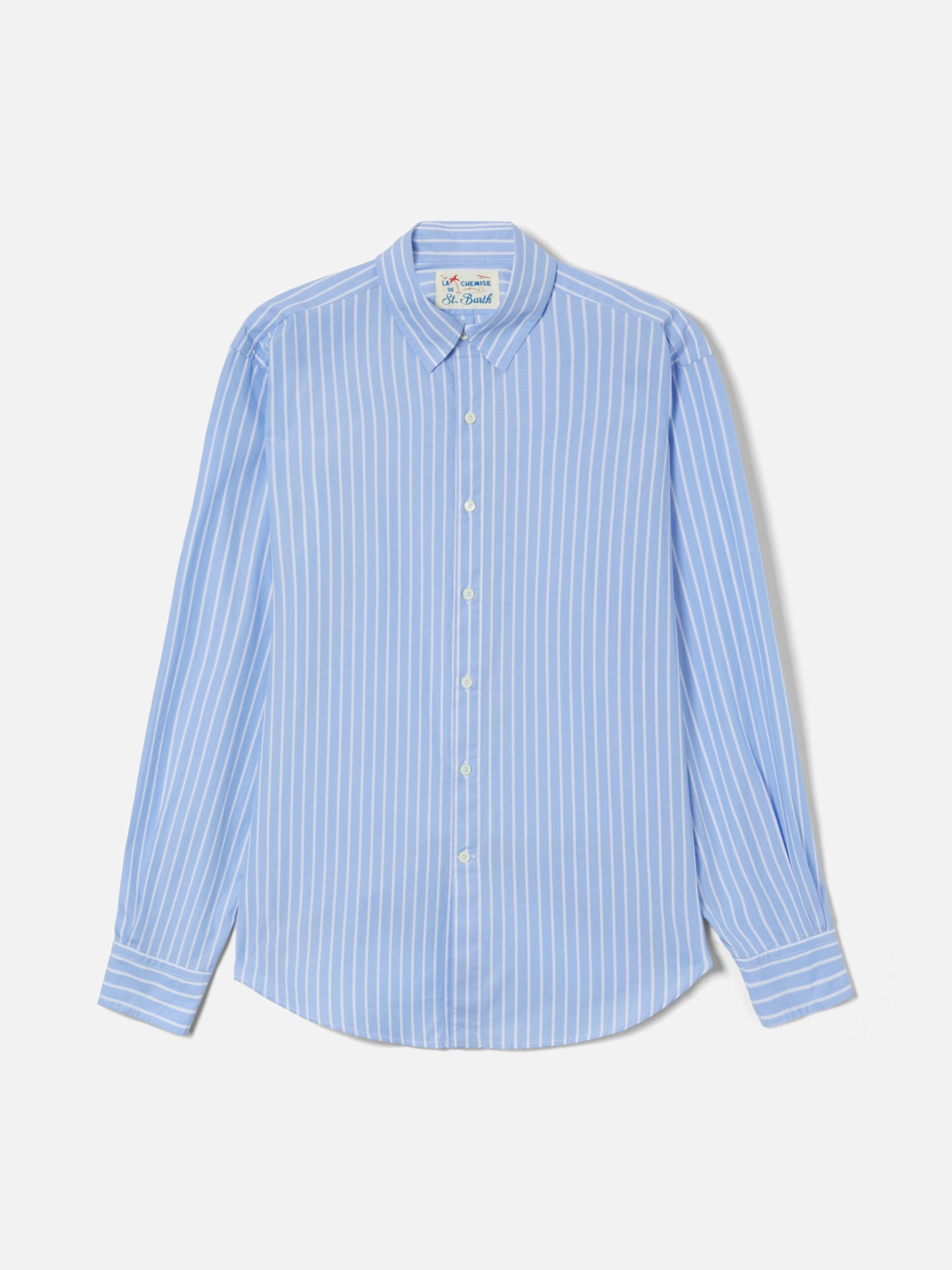 Camicia Levanzo in cotone a righe azzurre