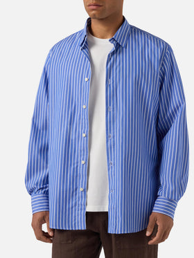 Camicia Levanzo in cotone a righe blu