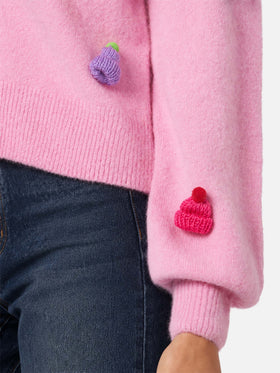 Lyza Soft Cropped-Cardigan mit gehäkelten Herzen 