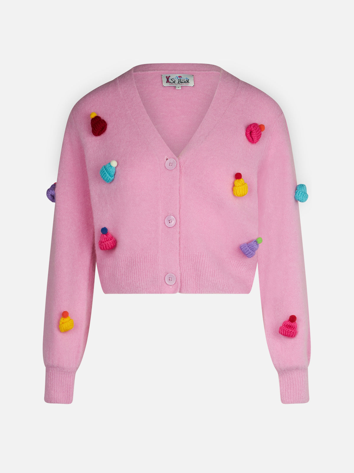 Lyza Soft Cropped-Cardigan mit gehäkelten Herzen 
