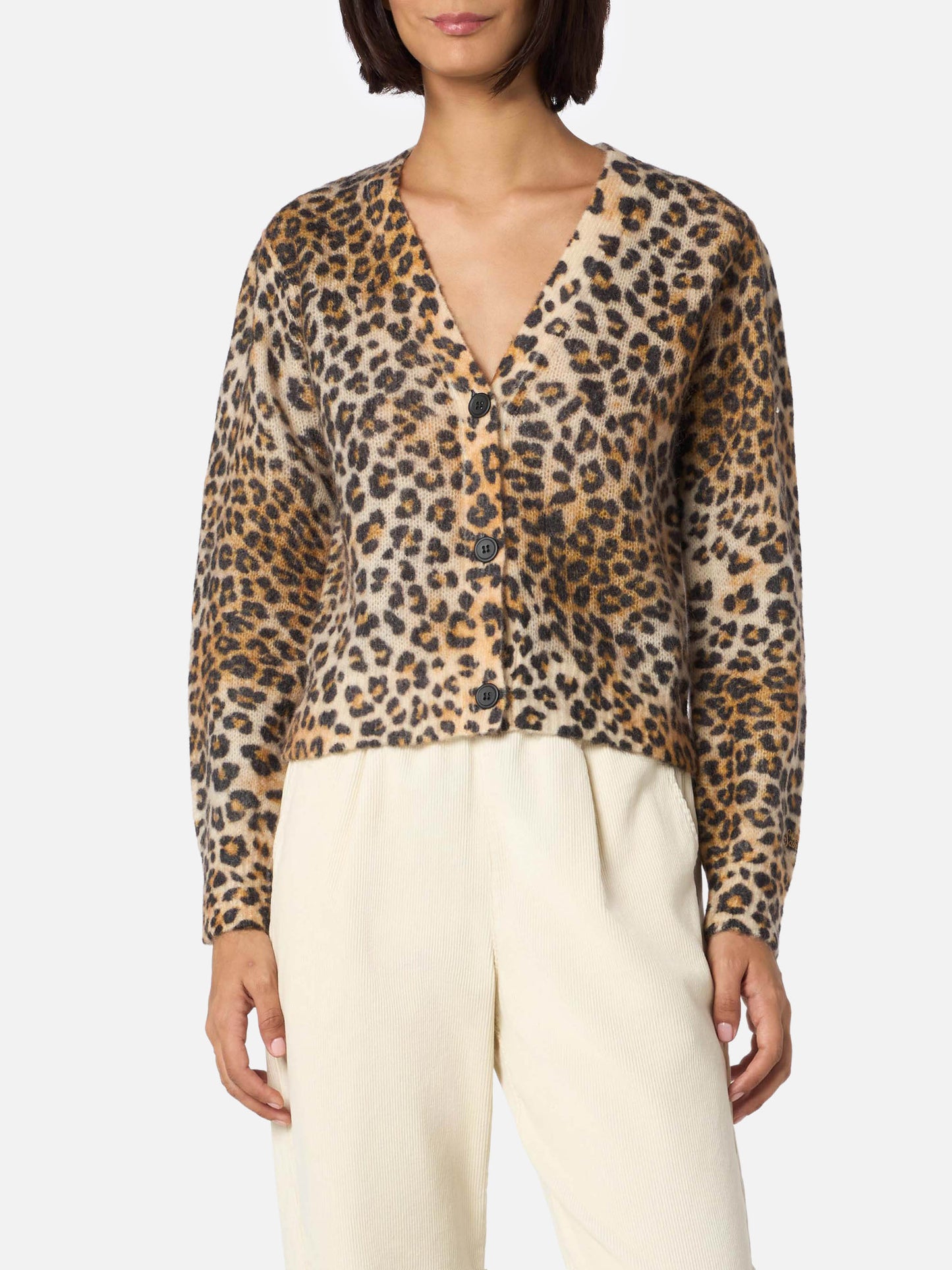 Woman cardigan Lyza with animalier print - MC2 Saint Barth
