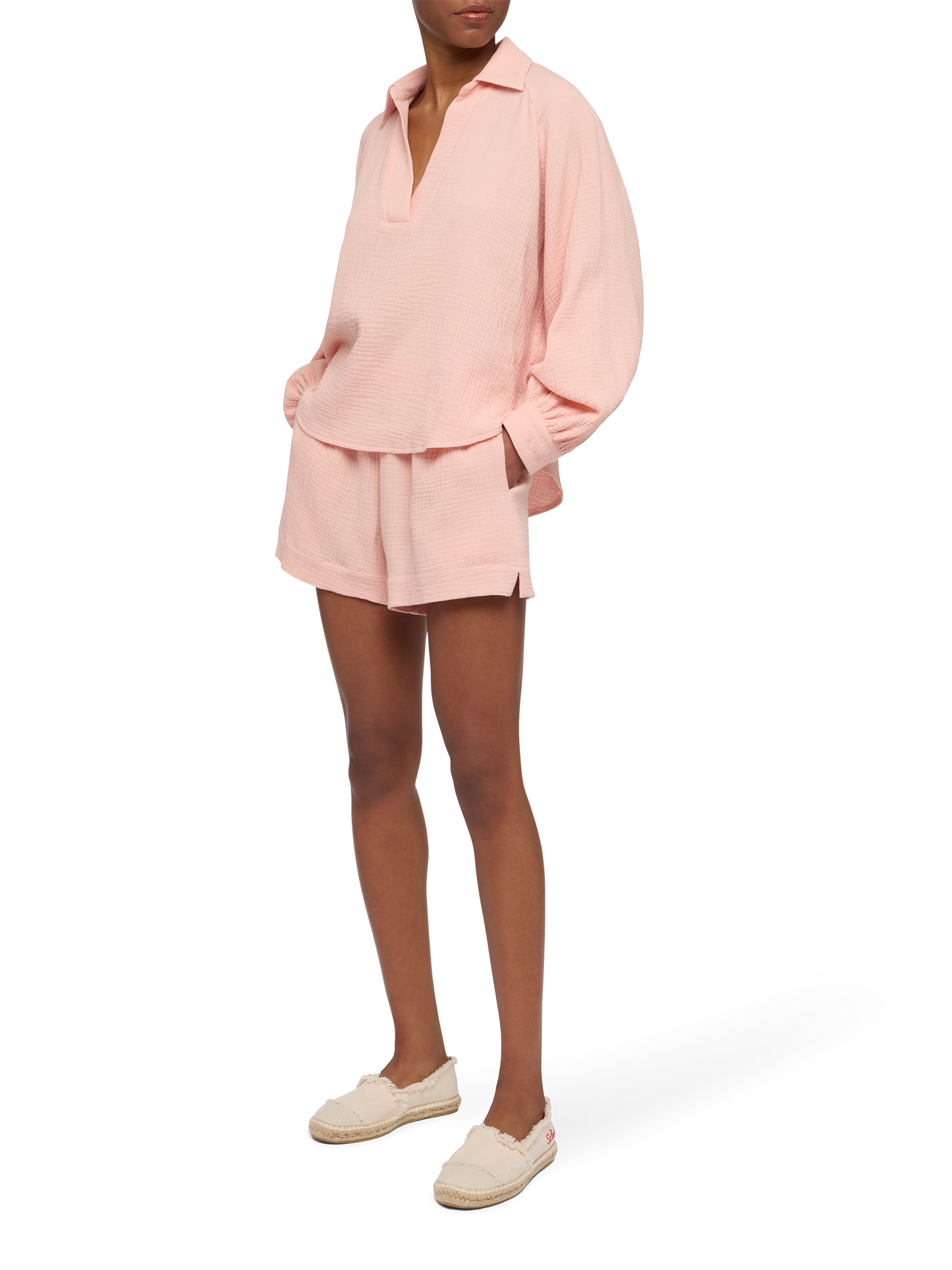 Blusa in mussola rosa Maira