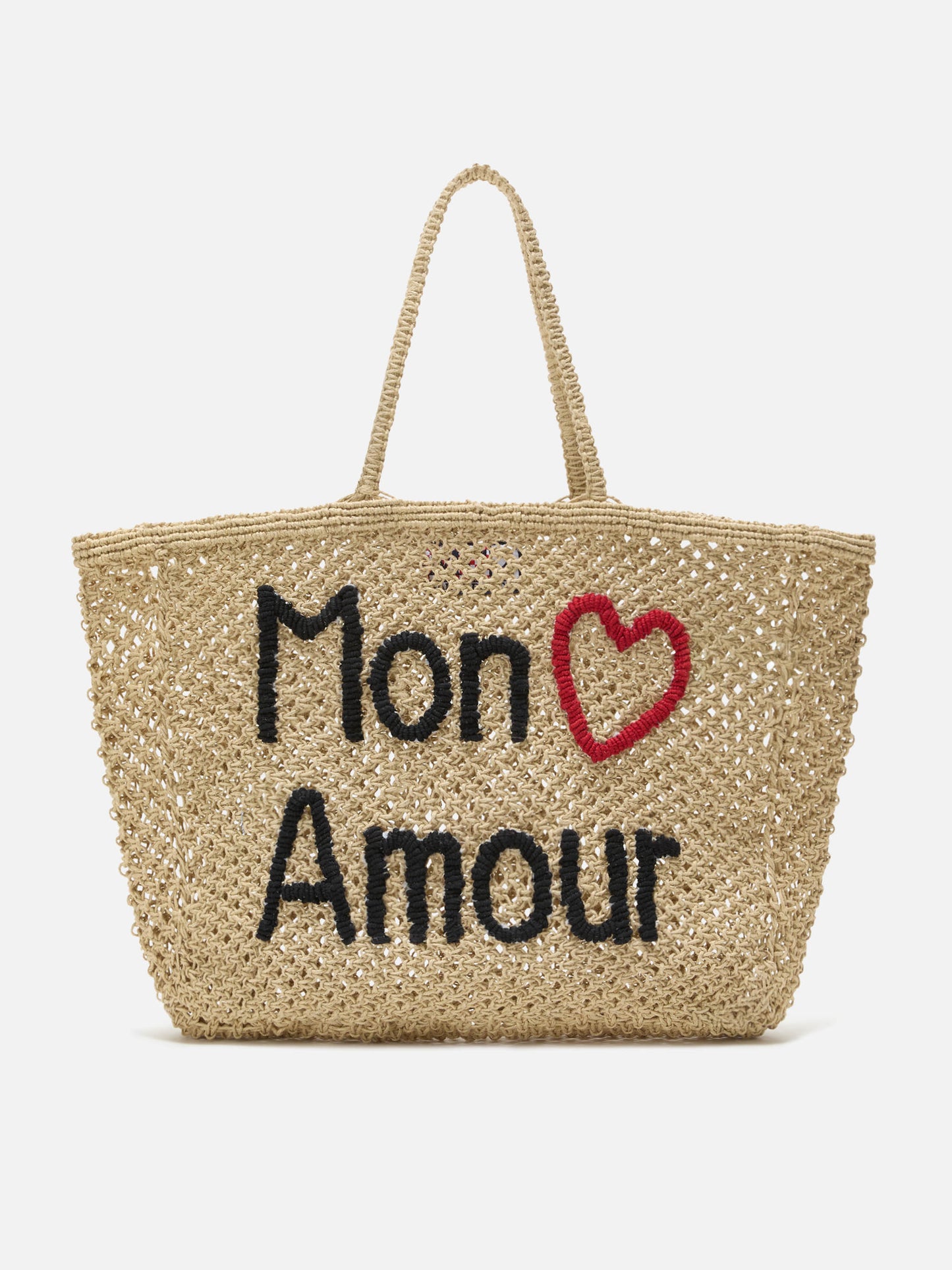 Mon Amour jute bag with handcrafted embroidery