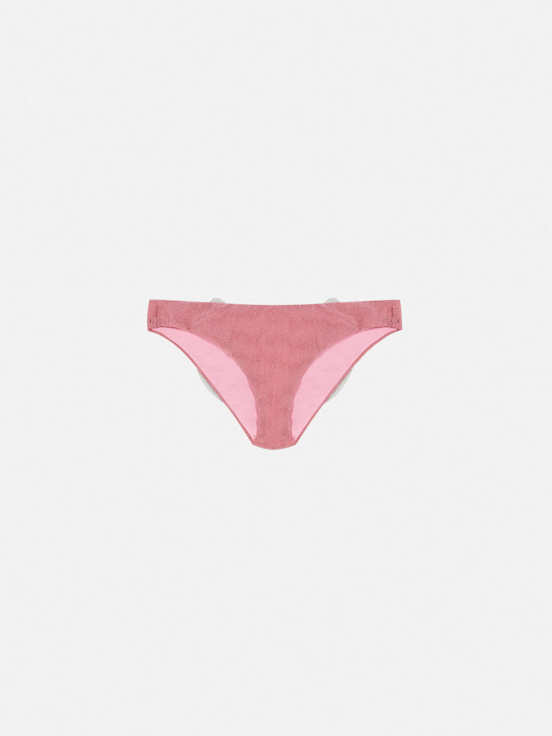 Slip da mare Madame in lurex rosa con fiocco