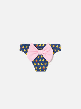 Madame-Swim-Slip mit Ducky-Print und rosa Schleife 