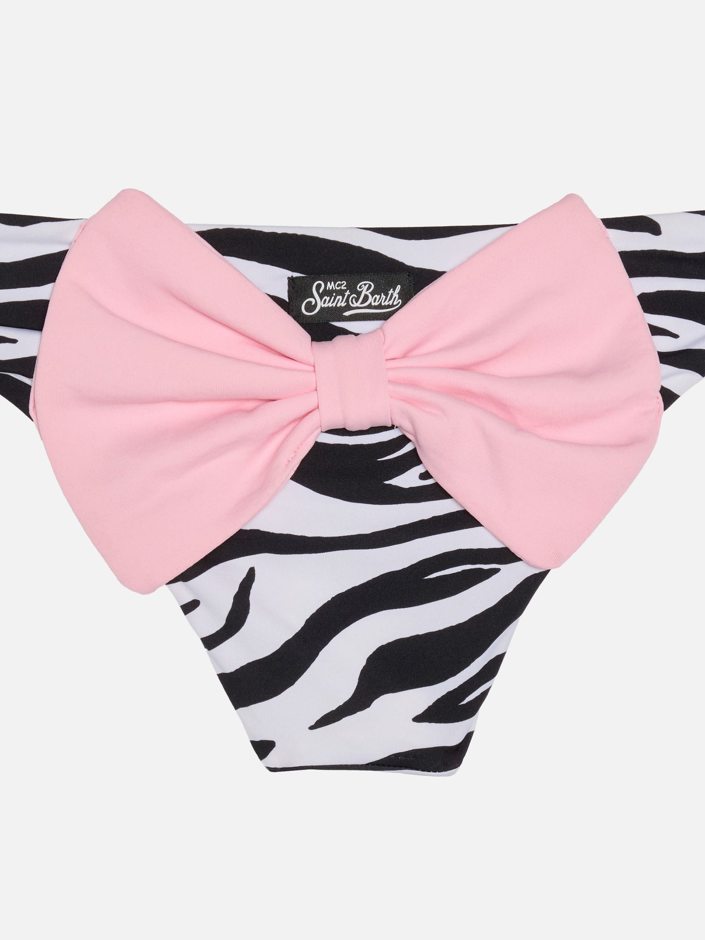 Girl zebra printed swim briefs with bow - MC2 Saint Barth
