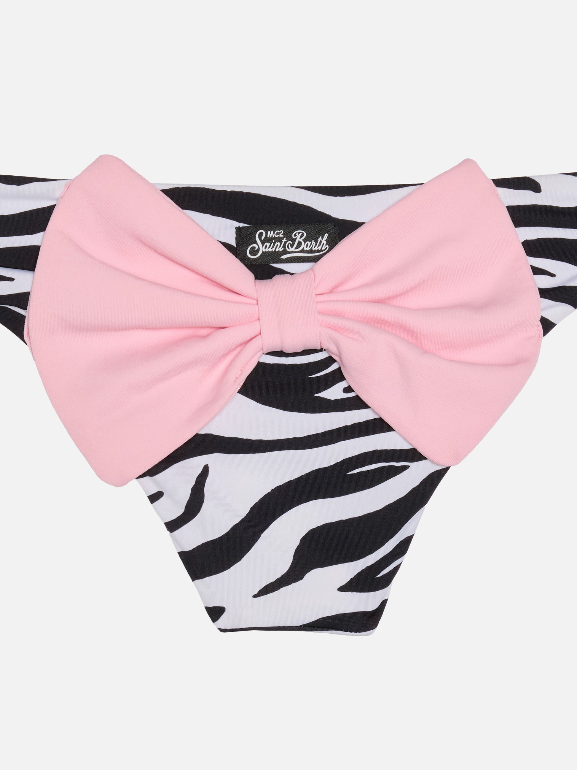 Girl zebra printed swim briefs with bow - MC2 Saint Barth