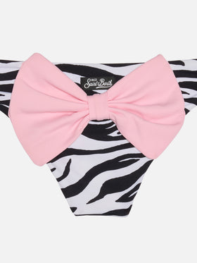 Girl zebra printed swim briefs with bow - MC2 Saint Barth