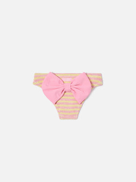 Slip mare Madame in tessuto crinkle a righe rosa e gialle