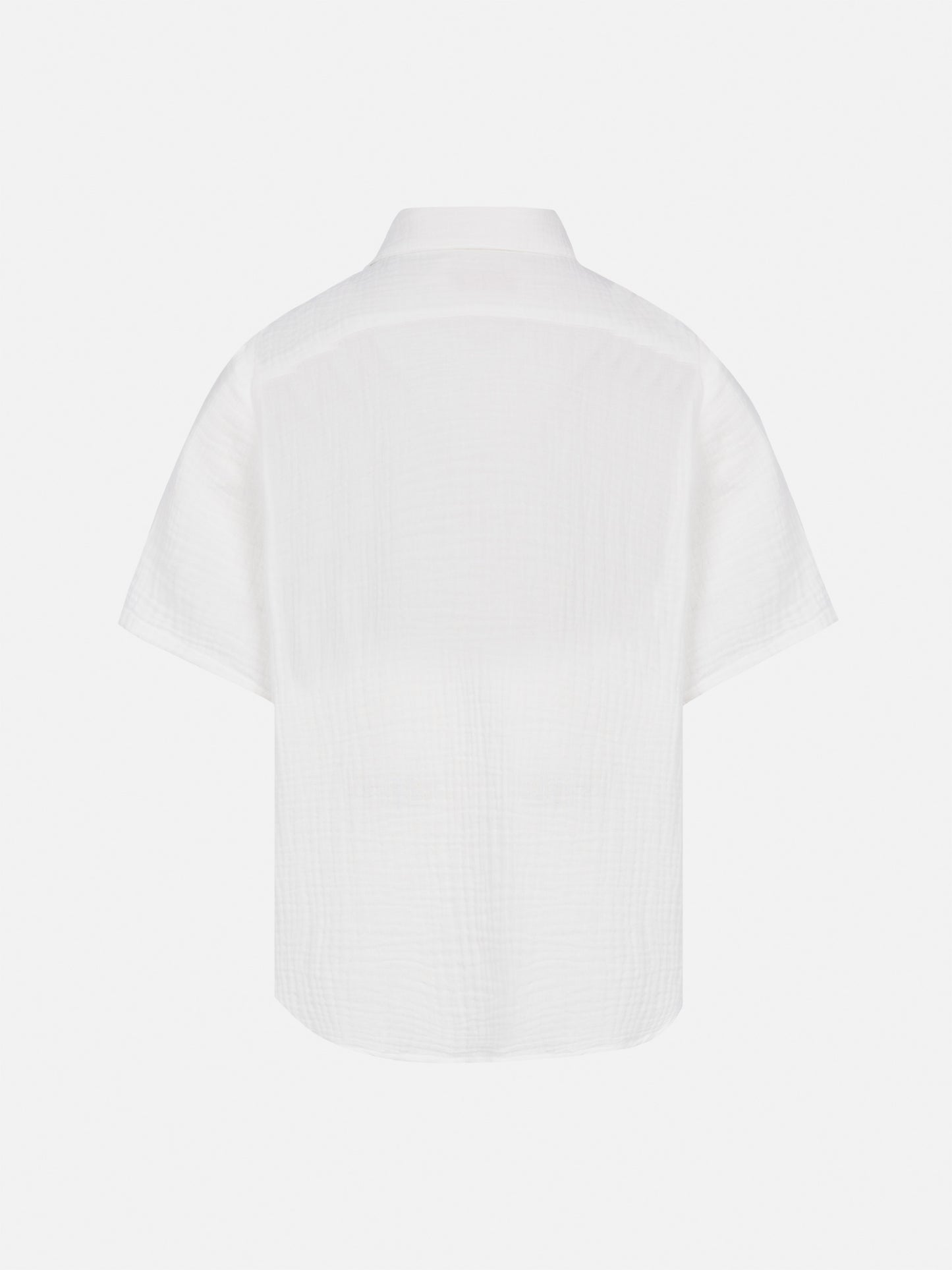 Weißes Poloshirt aus Baumwollgaze Madeira
