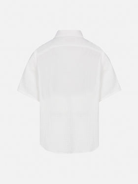 Weißes Poloshirt aus Baumwollgaze Madeira