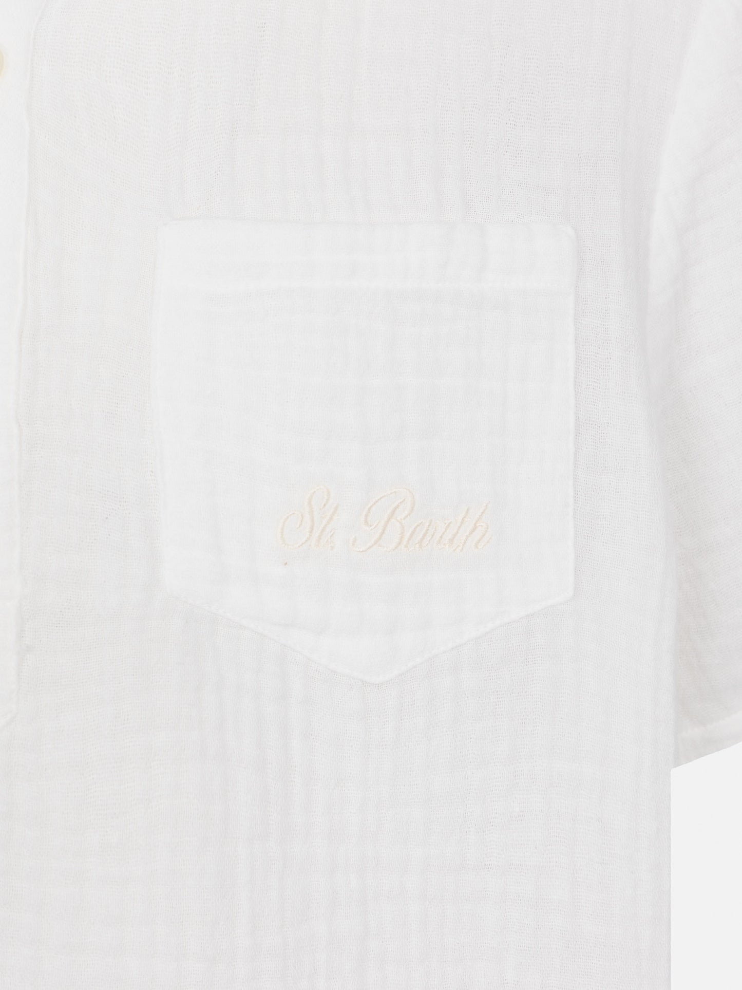 Weißes Poloshirt aus Baumwollgaze Madeira