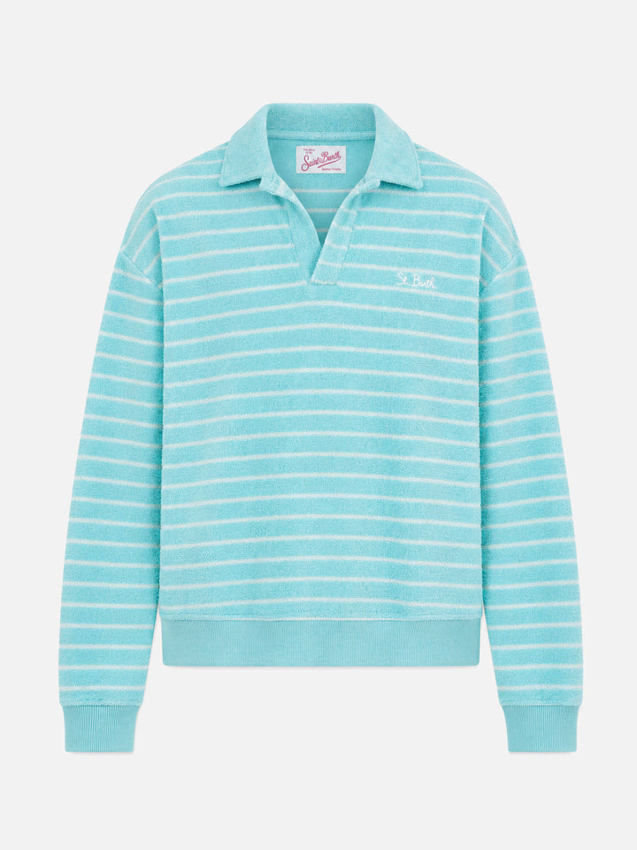 Sweat-shirt rayé en éponge bleu clair Magda 