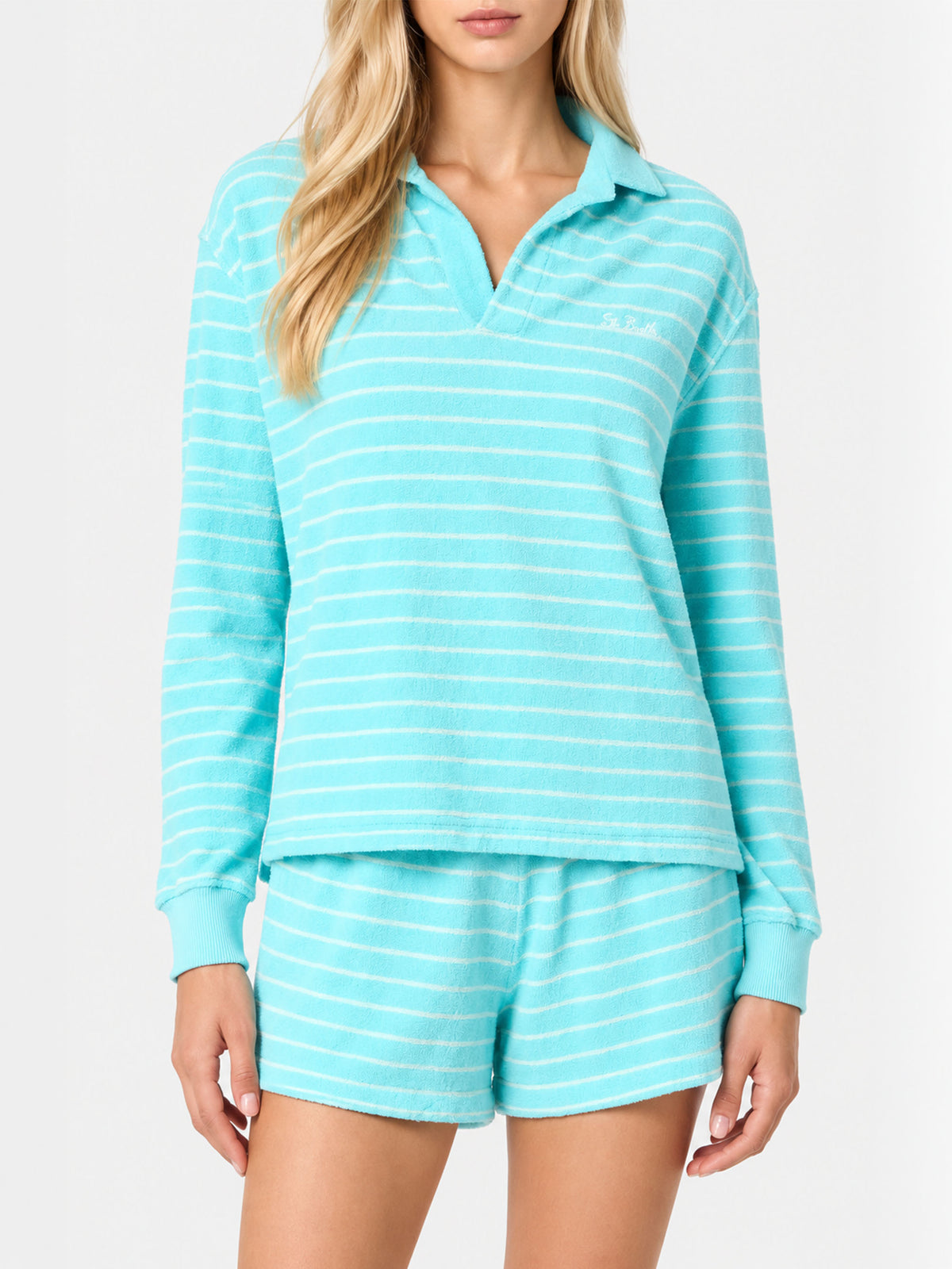 Light blue terry striped sweatshirt Magda