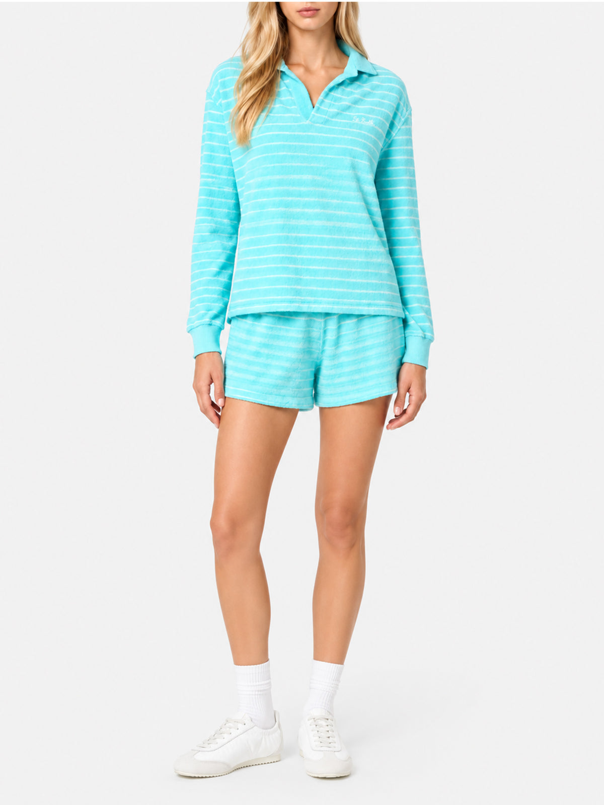 Light blue terry striped sweatshirt Magda