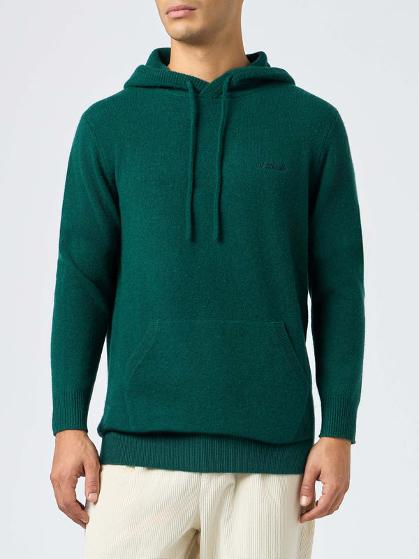 Maglione con cappuccio verde inglese da uomo Mahony