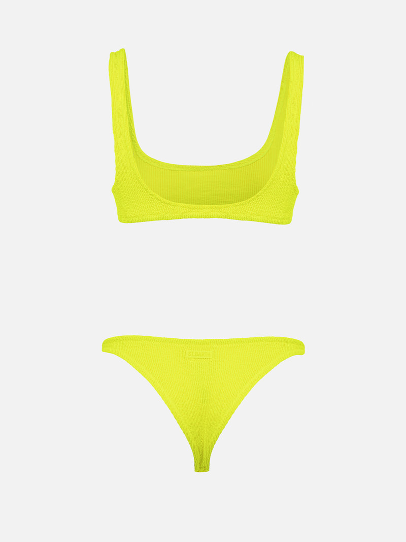 Woman fluo yellow classic crinkle bikini Naima Naomi