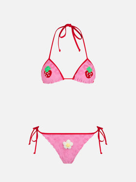 Damen-Triangel-Bikini Maleah aus Frottee mit Prägung und Patches | BEEPY BELLA SPECIAL EDITION