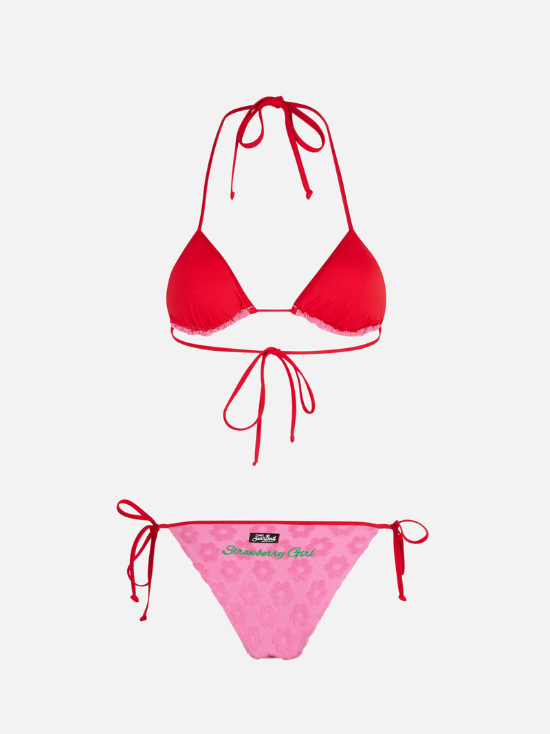 Bikini a triangolo da donna in spugna goffrata Maleah con toppe | BEEPY BELLA SPECIAL EDITION