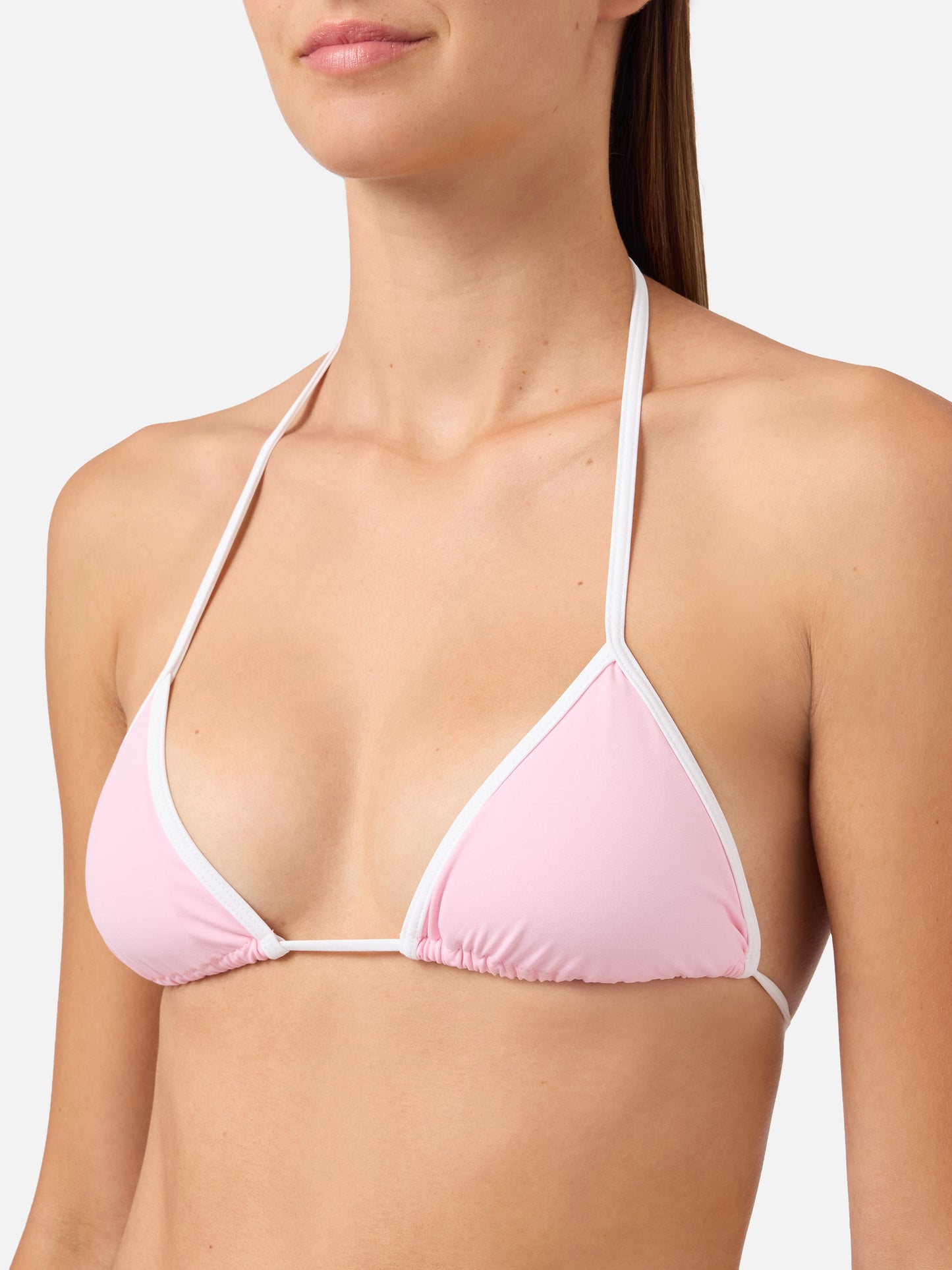 Leah Marielle light pink and white bikini with contrast trims