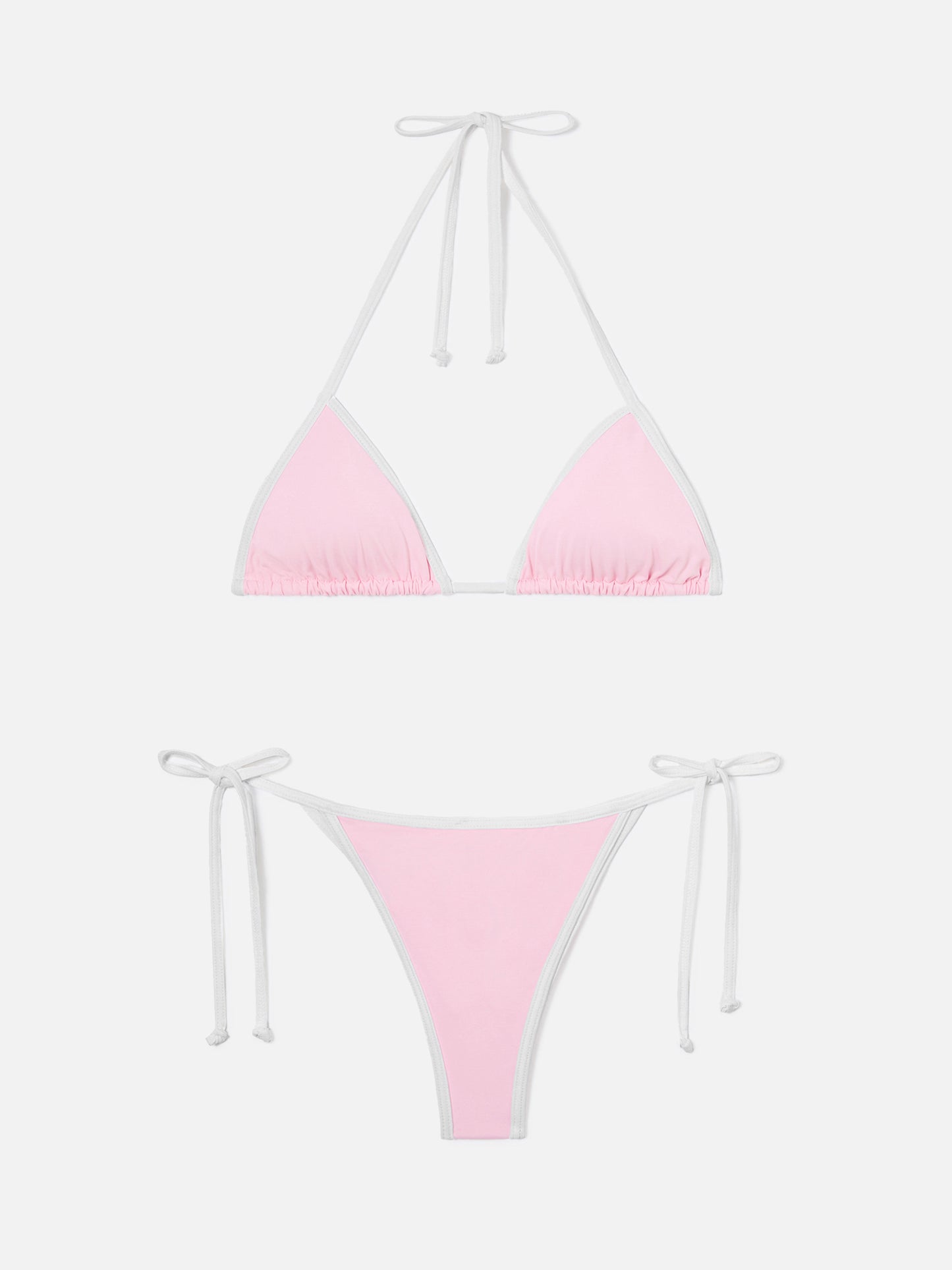 Bikini Leah Marielle rosa chiaro e bianco con bordi a contrasto