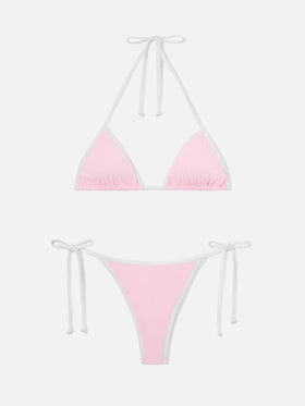 Bikini Leah Marielle rosa chiaro e bianco con bordi a contrasto