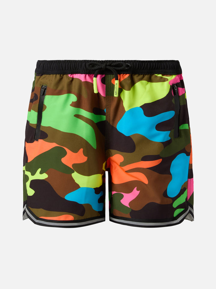 Long swim shorts Malibu Jr with camouflage print
