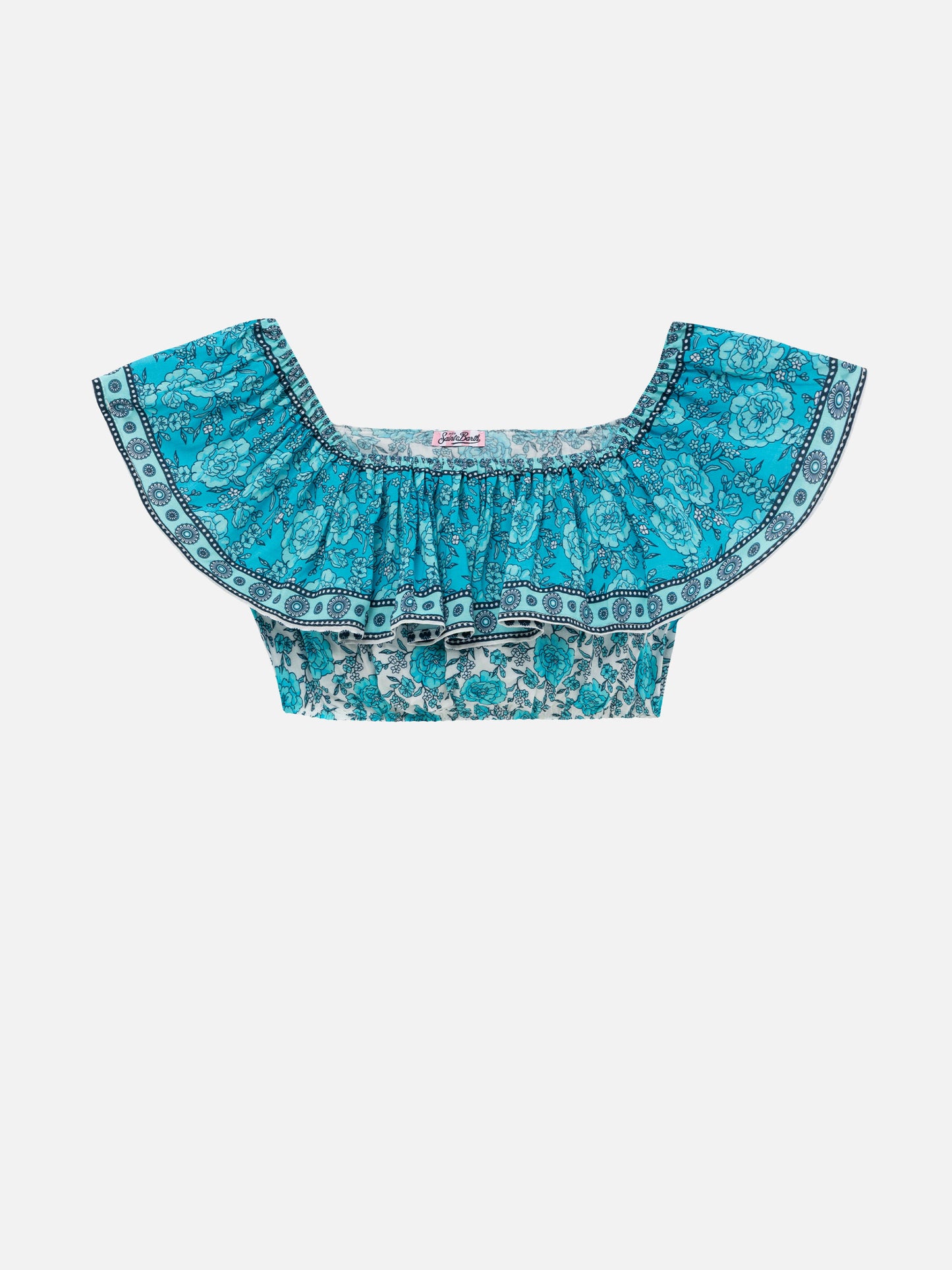 Ruffled crop top Mandy with boho flower print - MC2 Saint Barth