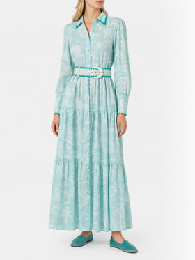 Marbella linen long dress with jungle print