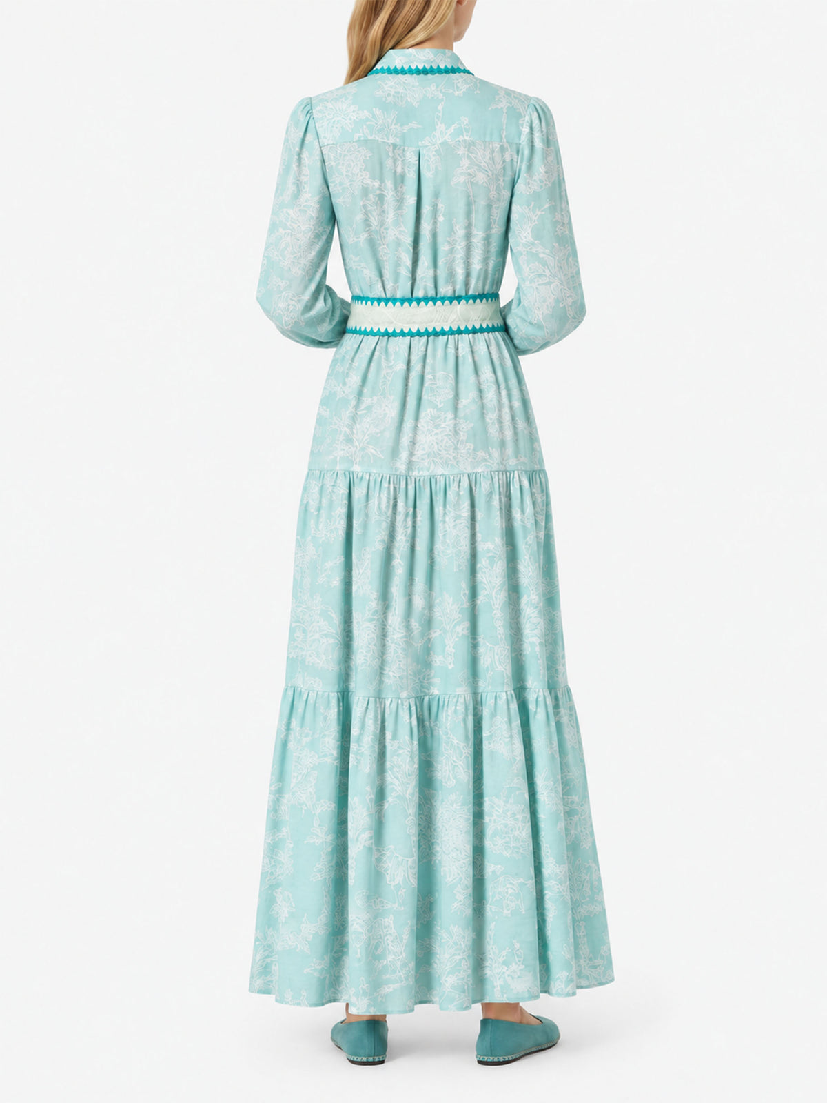 Marbella linen long dress with jungle print